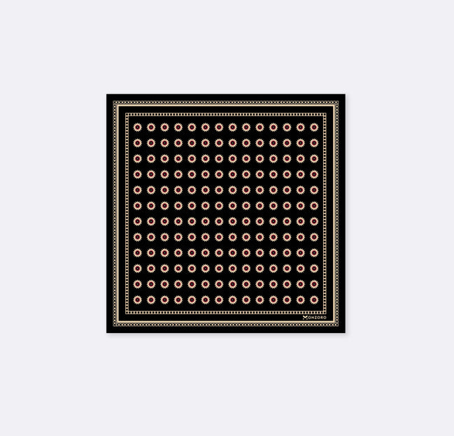 Black & Gold Reversible Silk Pocket Square by Monzoro