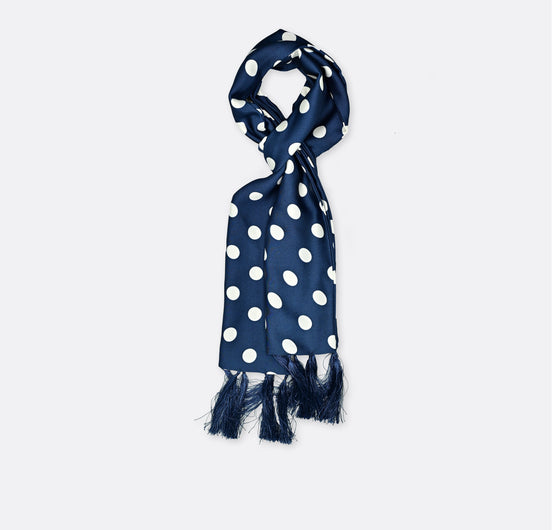 Navy Polka - Silk Men Scarf by Monzoro