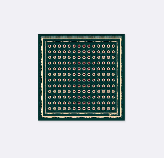 Green & Gold Reversible Silk Pocket Square