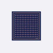 Navy Blue & Gold Reversible Silk Pocket Square by Monzoro