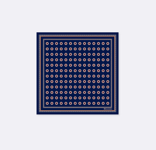 Navy Blue & Gold Reversible Silk Pocket Square
