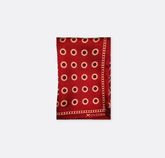 Maroon & Gold Reversible Silk Pocket Square by Monzoro – view 2