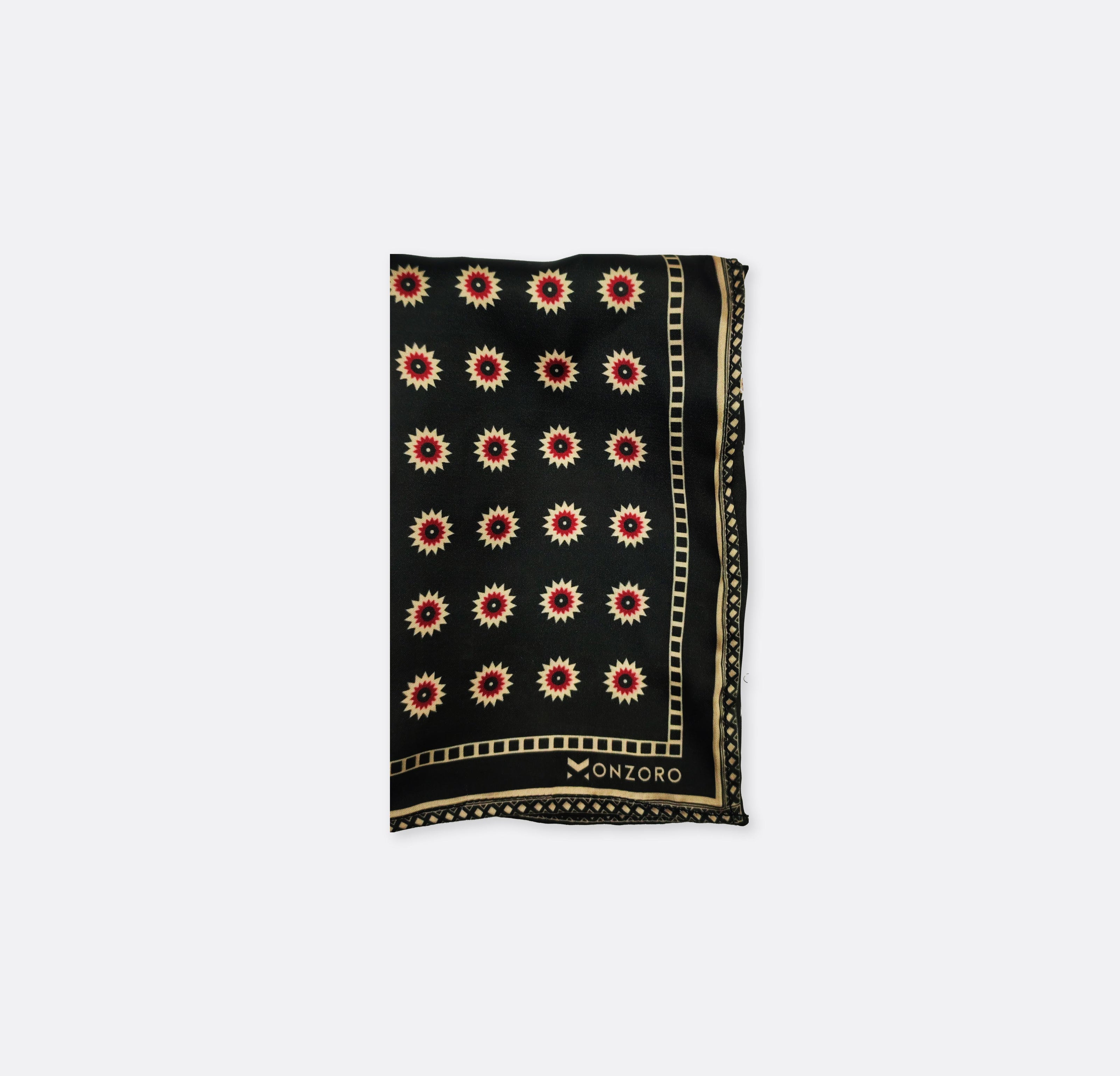 Black & Gold Reversible Silk Pocket Square by Monzoro – view 2