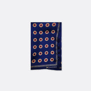 Navy Blue & Gold Reversible Silk Pocket Square by Monzoro – view 2