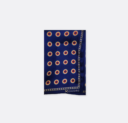 Navy Blue & Gold Reversible Silk Pocket Square by Monzoro – view 2