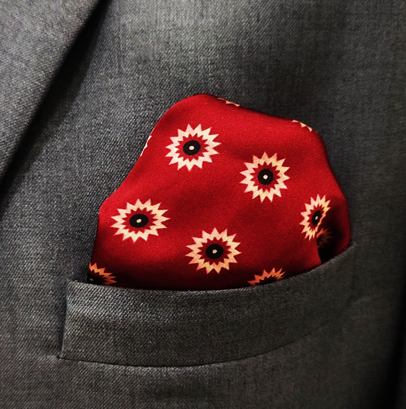 MAROON & GOLD REVERSIBLE SILK POCKET SQUARE