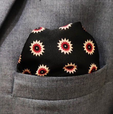 Black & Gold Reversible Silk Pocket Square by Monzoro – view 5