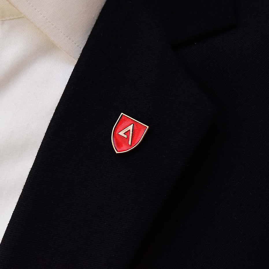 Classic Knight Shield Red and Gold Lapel Pin
