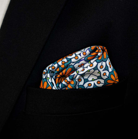 Mexican Floral Loop – Silk Pocket Square by Monzoro – view 4