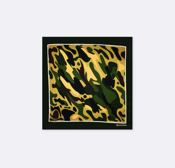 ARMY GREEN CAMOUFLAGE - SILK POCKET SQUARES