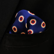 Navy Blue & Gold Reversible Silk Pocket Square by Monzoro – view 3