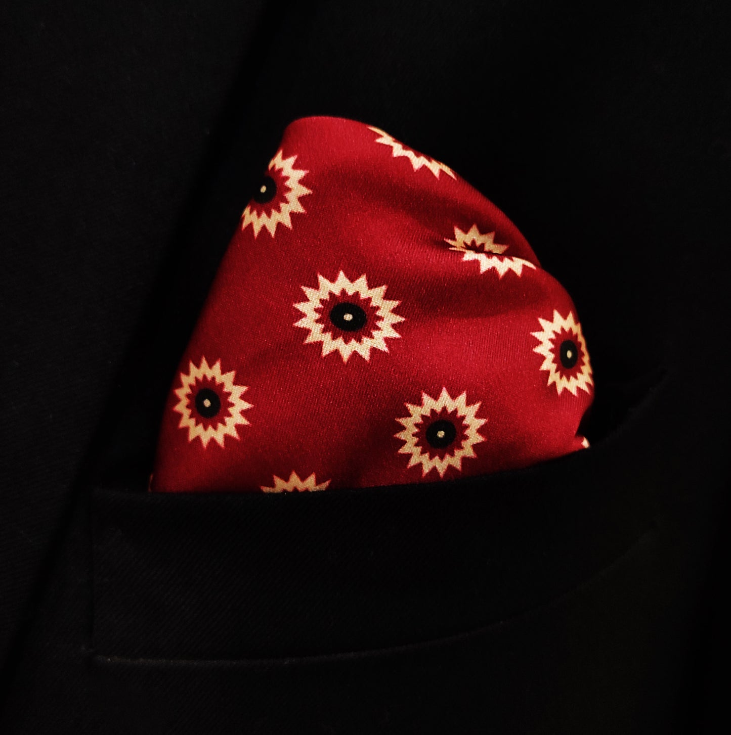 Maroon & Gold Reversible Silk Pocket Square