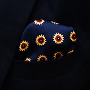 Navy Blue & Gold Reversible Silk Pocket Square by Monzoro – view 4