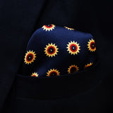 NAVY BLUE & GOLD REVERSIBLE SILK POCKET SQUARE