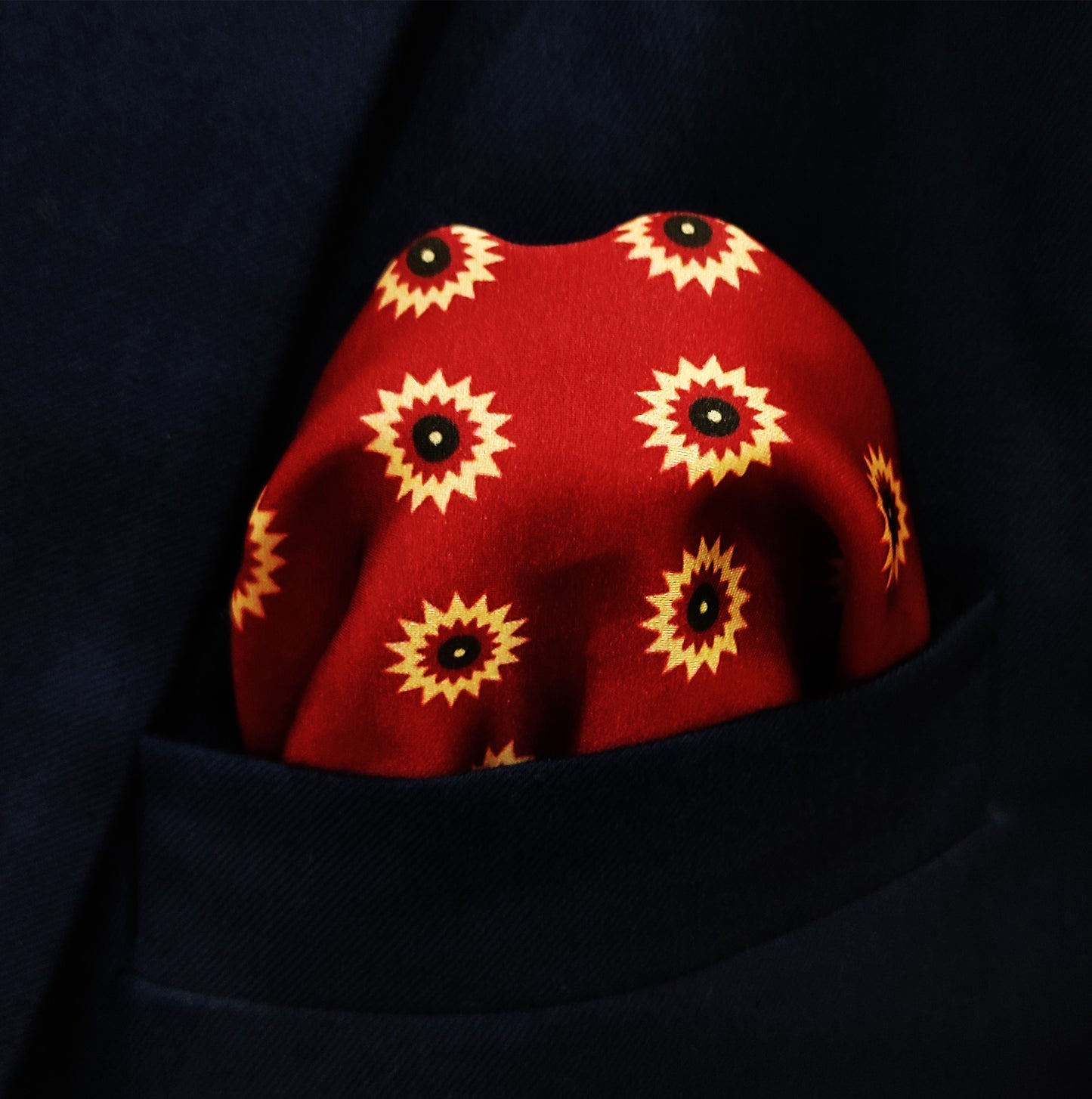 Maroon & Gold Reversible Silk Pocket Square
