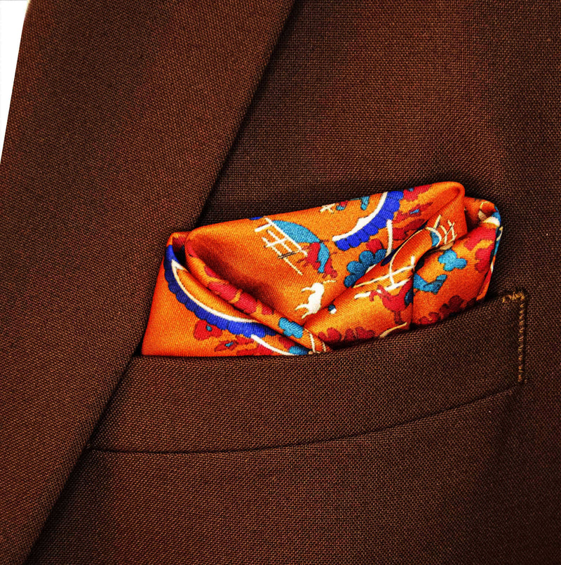 Rust Paisley and Floral - Silk Pocket Squares