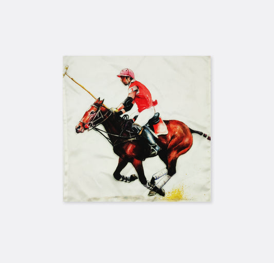 Polo Player Printed Rider - Silk Pocket Square