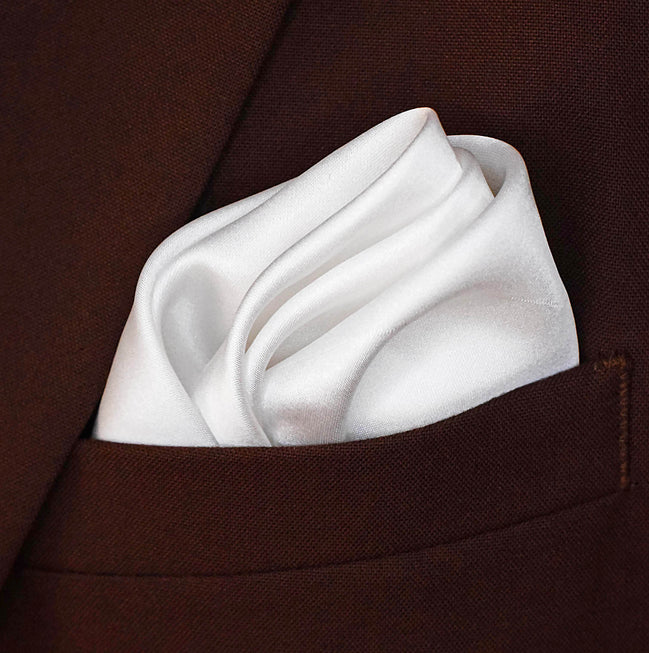 Pearl White Paradigm Silk Pocket Square by Monzoro – view 2