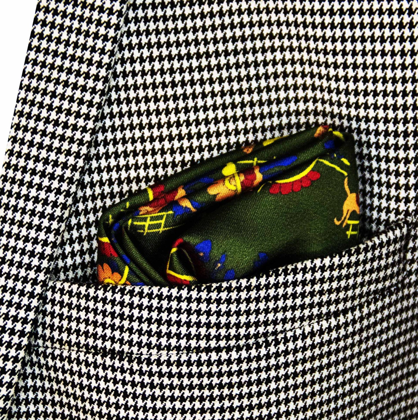 Olive Green Paisley and Floral - Silk Pocket Square