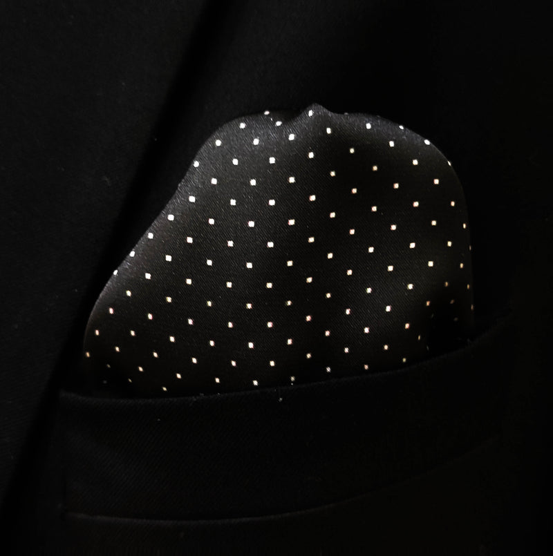 Black DOT POLKA - SILK POCKET SQUARES