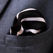 Black with White Stripes - Silk Men Pocket Square by Monzoro – view 5