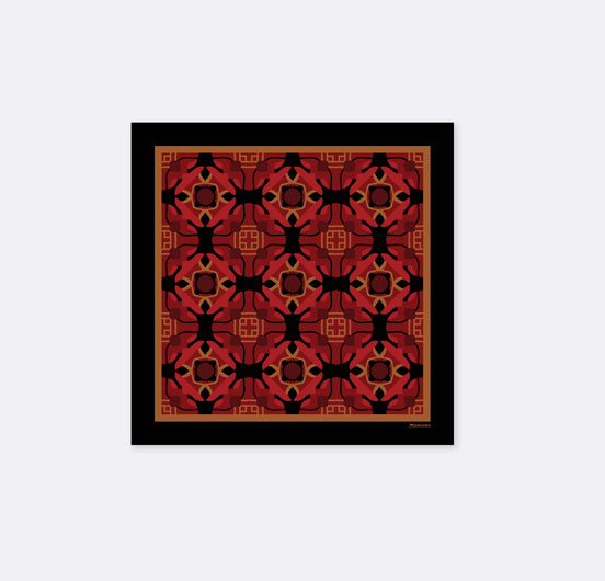 Black & Red Seamless Geometric - Silk Pocket Square by Monzoro