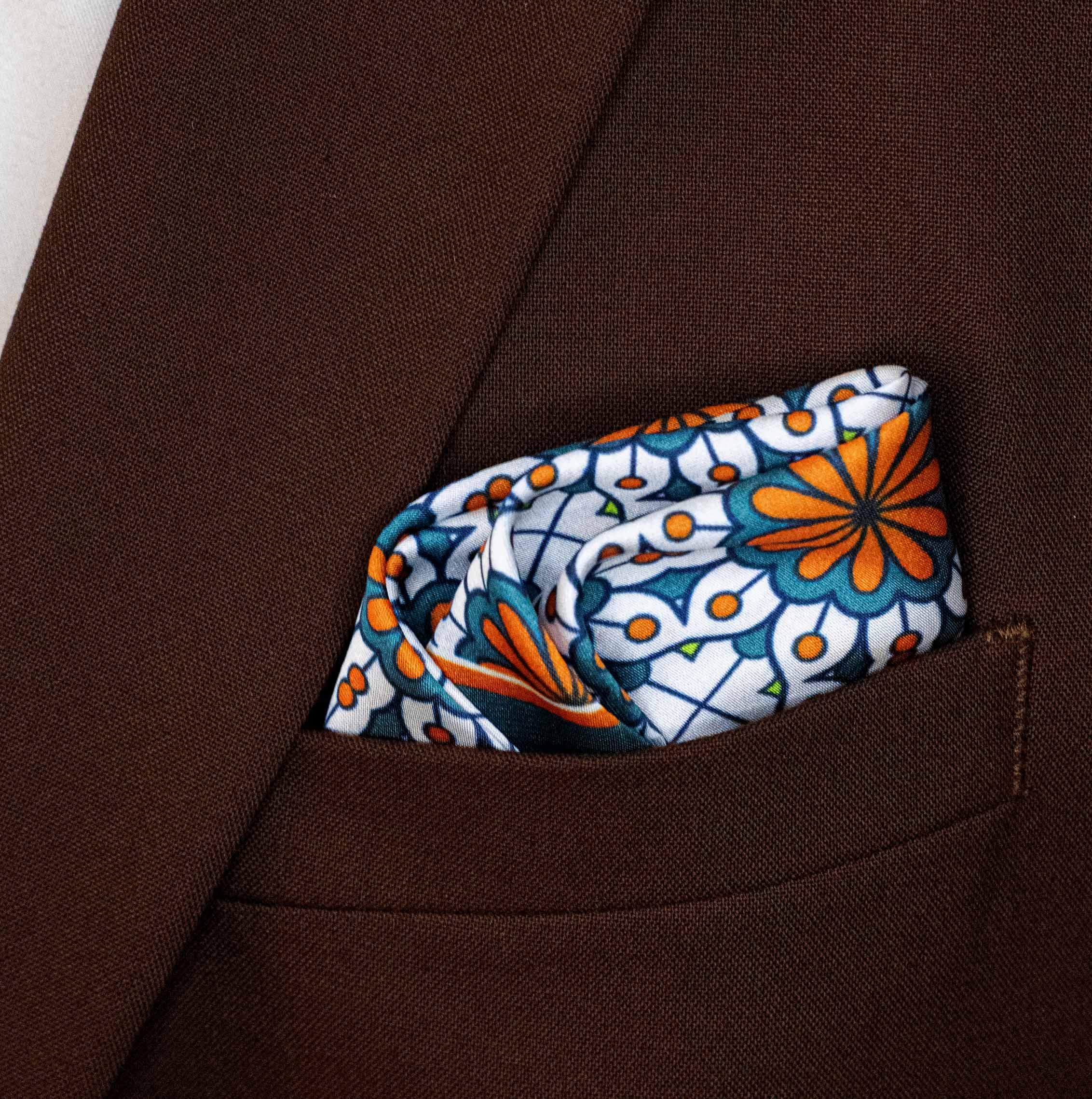Mexican Floral Loop – Silk Pocket Square by Monzoro – view 6