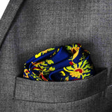Navy Blue Paisley and Floral - Silk Pocket Squares