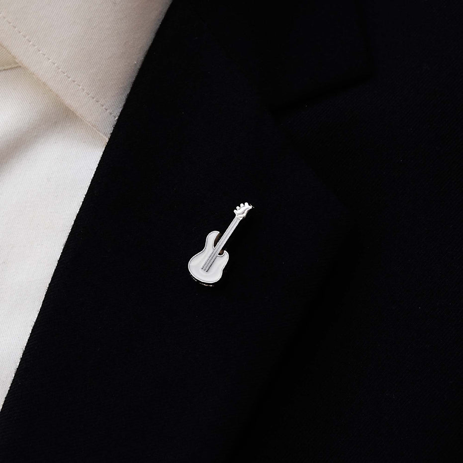 White Guitar Lapel Pin