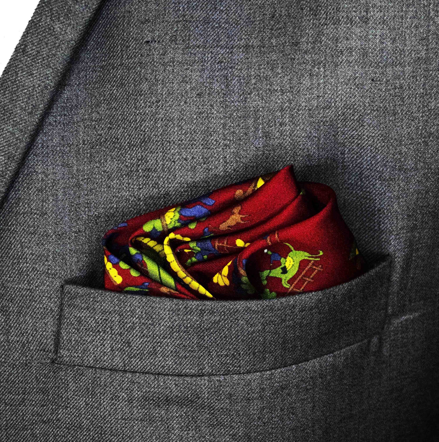 Maroon Paisley and Floral - Silk Pocket Squares