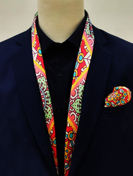 Italian Ethnic - Silk Men Scarf and Pocket Square Set