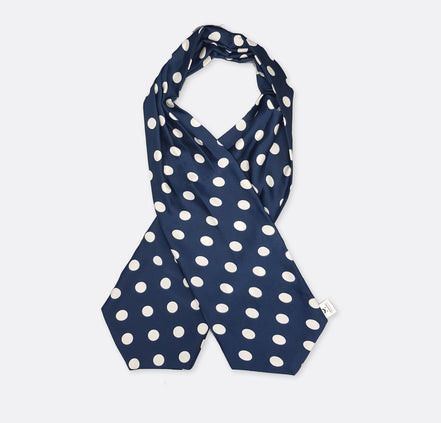 Navy Polka Silk Ascot by Monzoro – view 3
