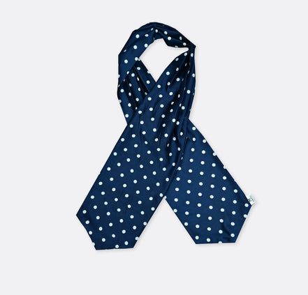 Blue Polka Drops - Silk Ascot by Monzoro – view 3