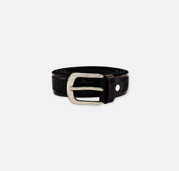 Luxury dark brown leather belt