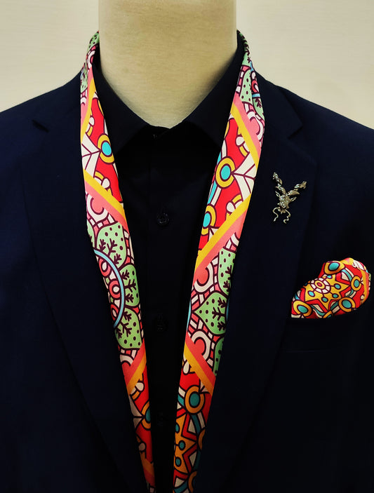 Italian Ethnic - Silk Men Scarf and Pocket Square Set