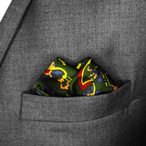 Olive Green Paisley and Floral - Silk Pocket Squares