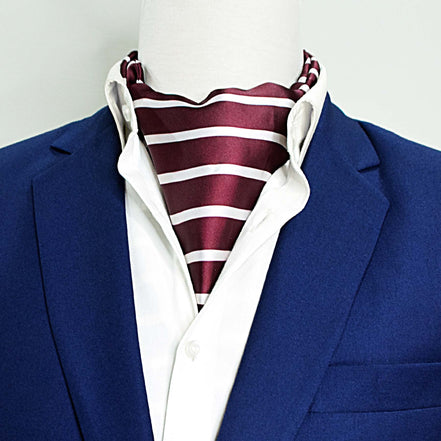 Creamy Rosewood Stripes - Silk Ascot by Monzoro
