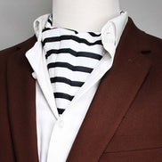 Black & White Stripes Silk Ascot by Monzoro – view 5