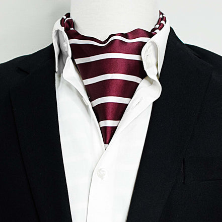 Creamy Rosewood Stripes - Silk Ascot by Monzoro – view 2
