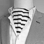 Black & White Stripes Silk Ascot by Monzoro – view 7