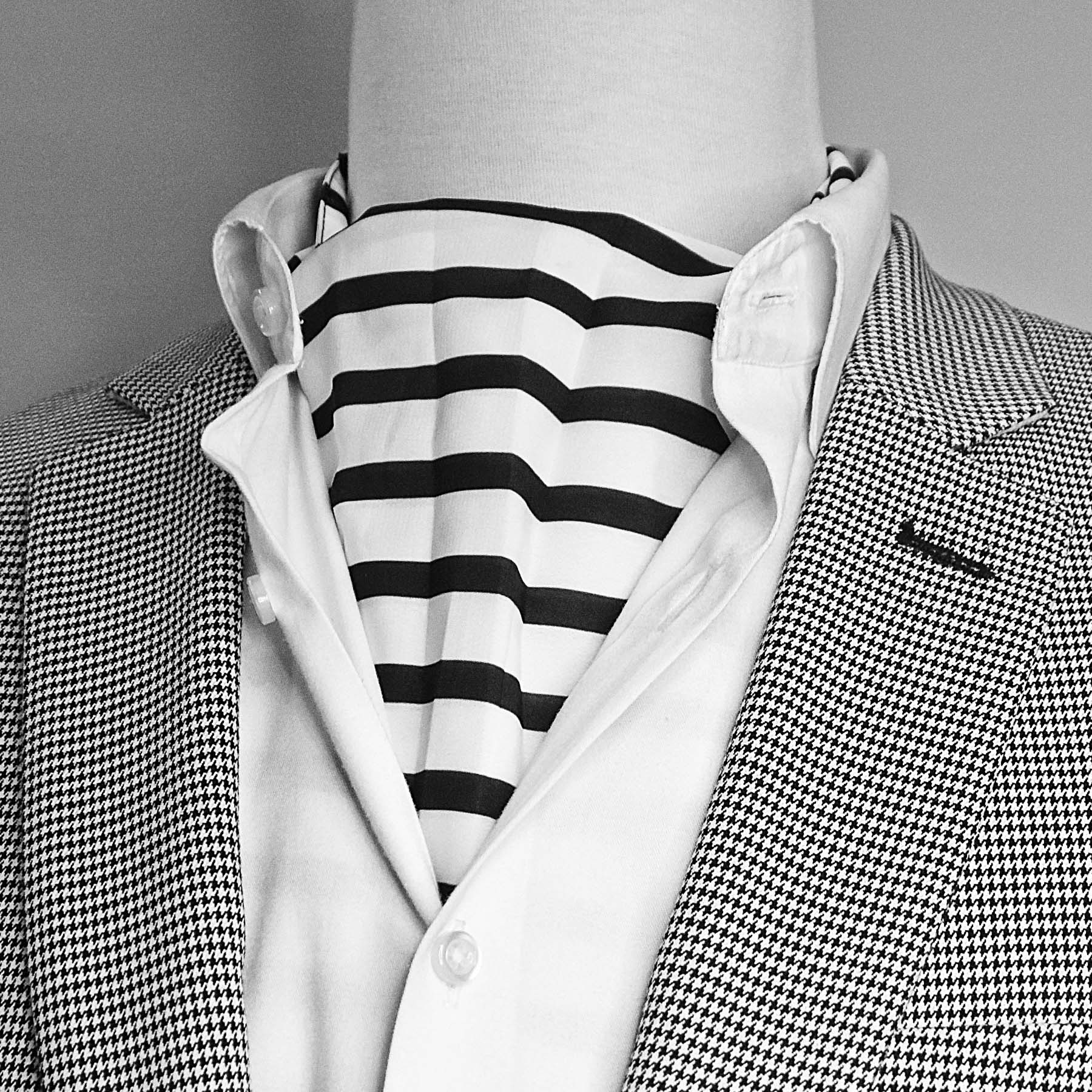 Black & White Stripes Silk Ascot by Monzoro – view 7