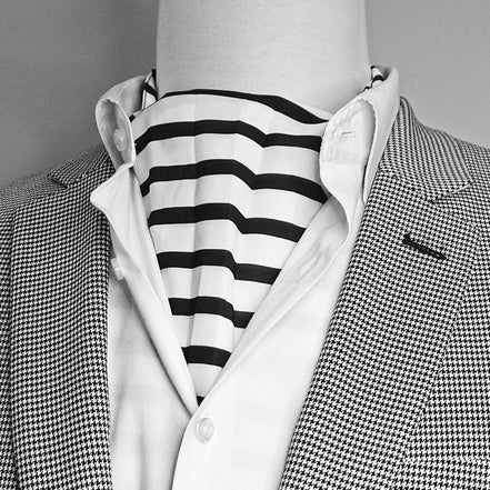 Black & White Stripes Silk Ascot by Monzoro – view 7