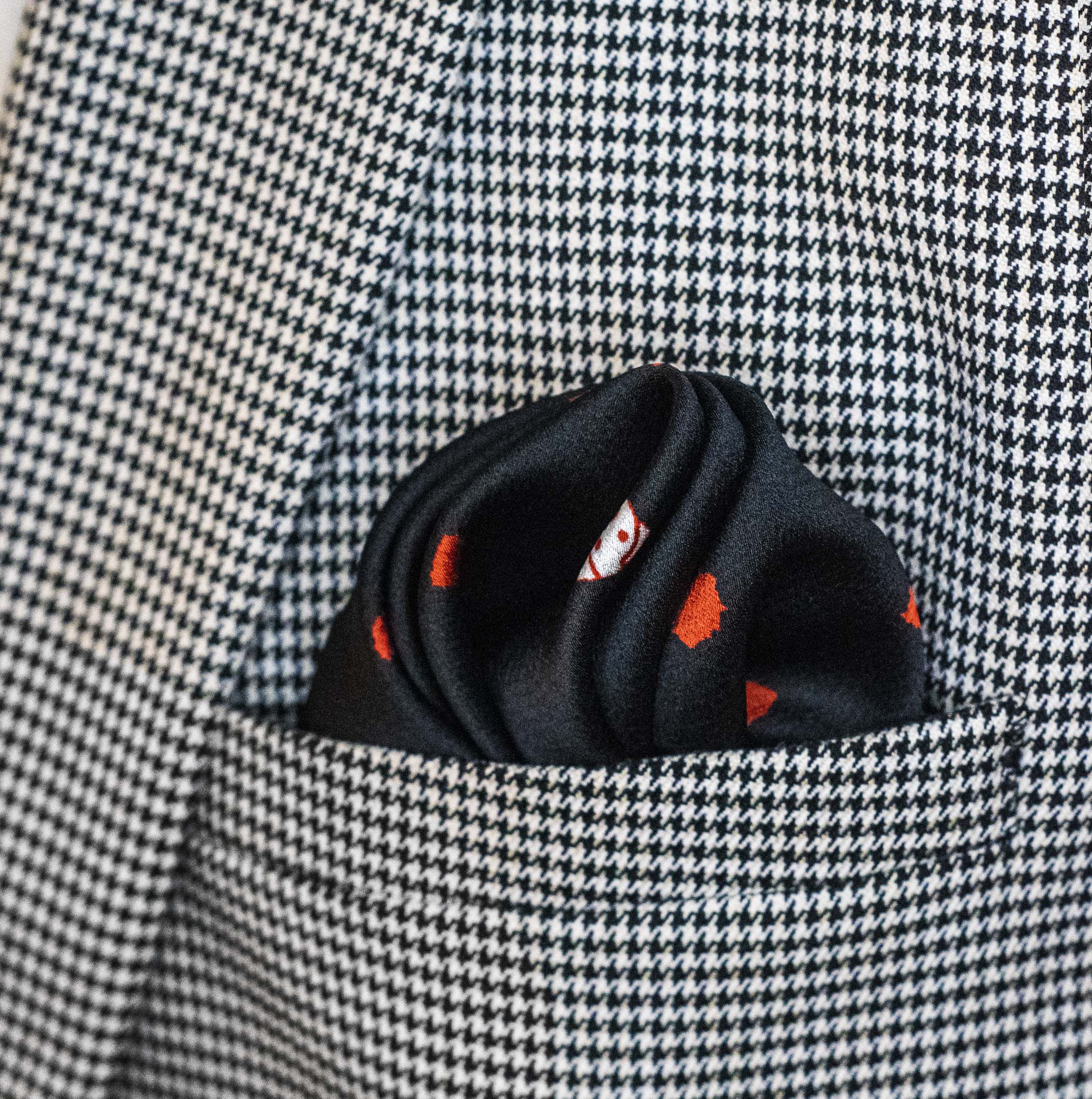 Black Dalmatian Silk Pocket Square by Monzoro – view 7