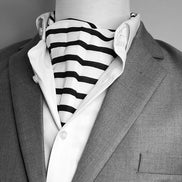 Black & White Stripes Silk Ascot by Monzoro – view 6