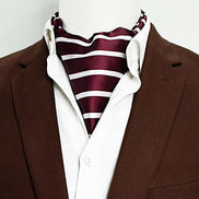 Creamy Rosewood Stripes - Silk Ascot by Monzoro – view 3