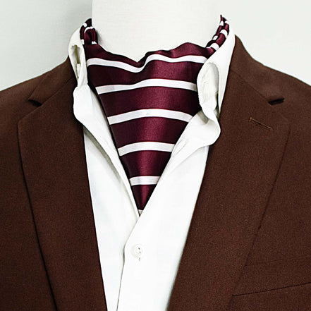 Creamy Rosewood Stripes - Silk Ascot by Monzoro – view 3
