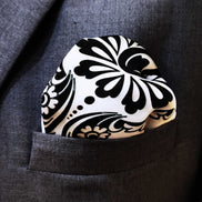 Black & White Turkish Floral - Silk Pocket Square by Monzoro – view 3