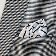 Sleek Black & White Stripes - Silk Pocket Square by Monzoro – view 7