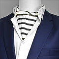 Black & White Stripes Silk Ascot by Monzoro