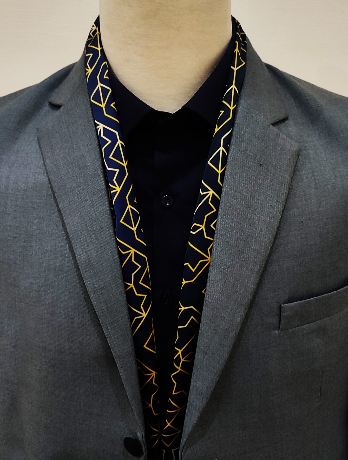 Navy and Gold Rugs Silk Men Scarf